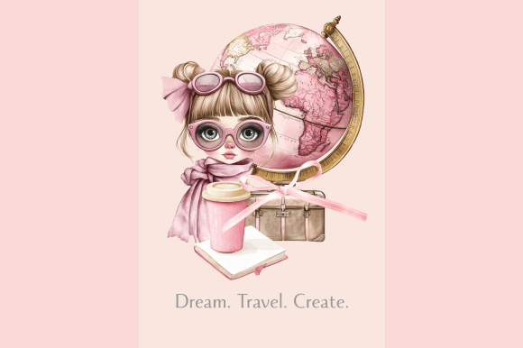Download Dream. Travel. Create. Cute Girl Art - Premium Bundle