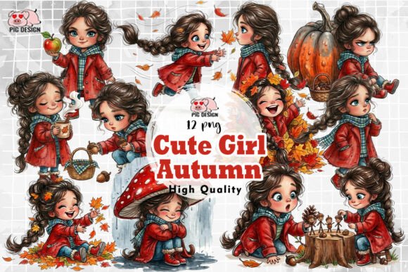 Download Cute Girl Autumn Clipart PNG - Cute girl Collection