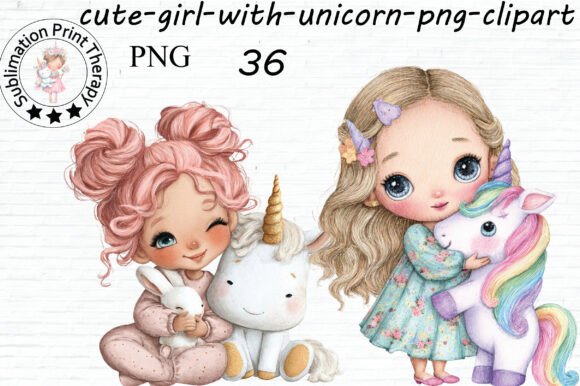 Download Cute Girl with Unicorn Clipart PNG - Cute girl Collection