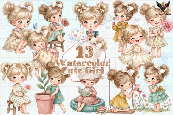 Download Watercolor Cute Girl PNG - Cute girl Collection