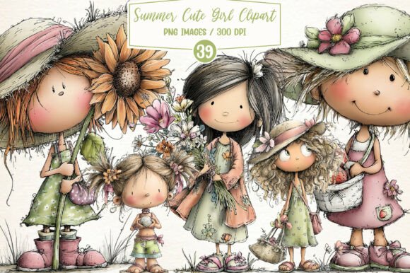Download Whimsical Summer Cute Girl Clipart - Premium Resources