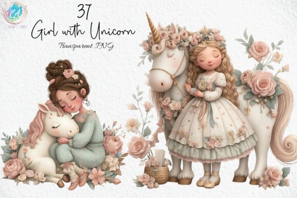 Download Cute Girl with Unicorn PNG Clipart - Cute girl Collection